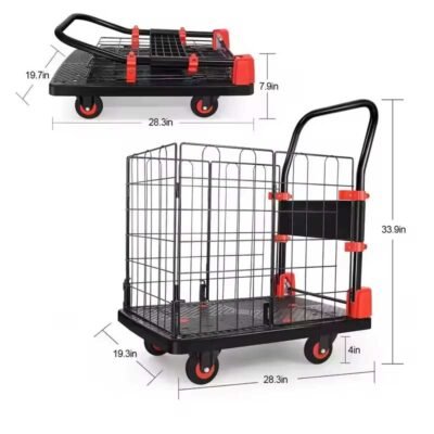 Foldable Push Cart Electric Drive Cart Platform Warehouse Trolley Electric Platform Carrier