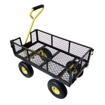 Steel Mesh Yard Garden cart Four Wheels Removable Garden Tool Trolley Cart