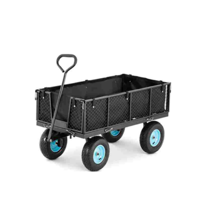 Gardening tool steel garden cart with removable sides and 4 rubber wheels
