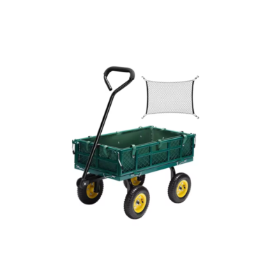 Steel Mesh Yard Garden Wagon Heavy Duty Folding Steel Outdoor Beach Wagon Tool Cart