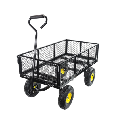 mesh outdoor removable heavy duty side garden cart with 4 wheels