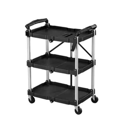 Heavy Duty Plastic Rolling Utility Folding Cart  with 360° Swivel Wheels