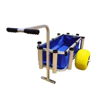 Outdoor Aluminium Fishing Beach Cart Trolley with 2 Balloon Tires Beach Fishing Cart